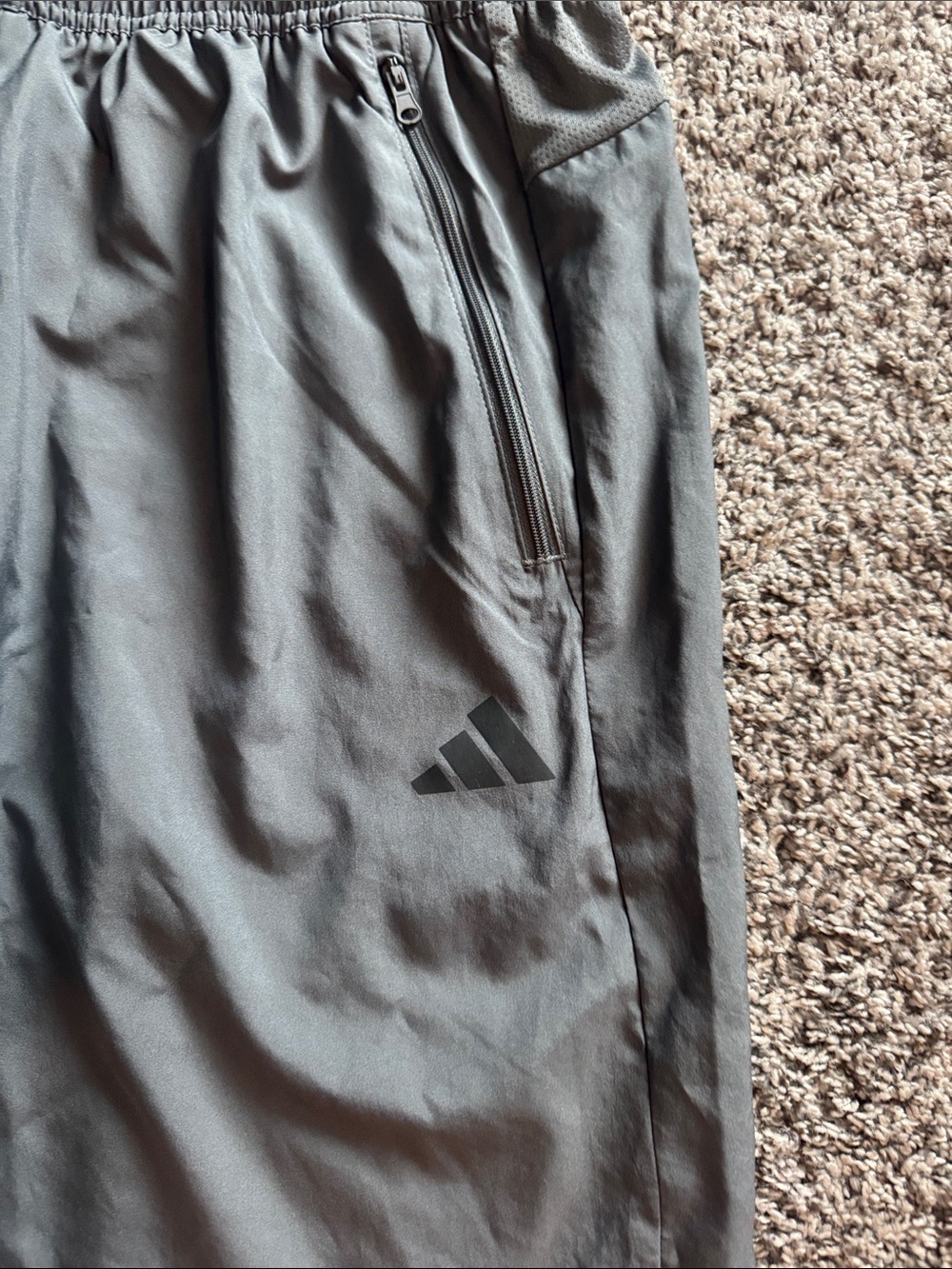 adidas Black-Gray Lightweight Athletic Pants with Zip Pocket
